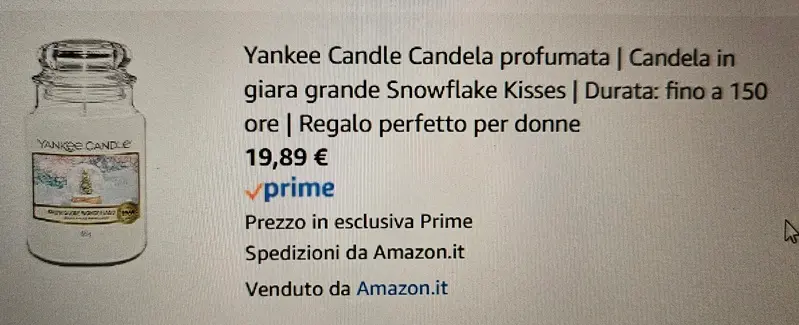 Su Amazon la candela è definita regalo perfetto per donne
