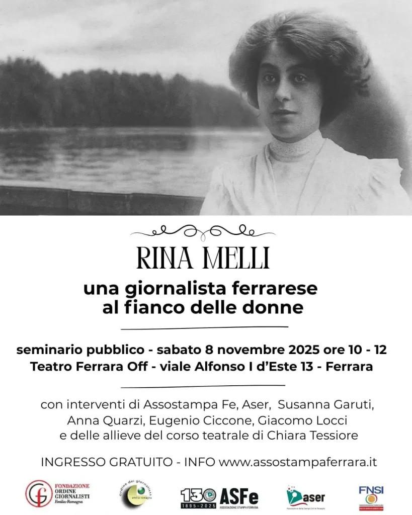 locandina del convegno su rina melli, ferrara 8 novembre 2025