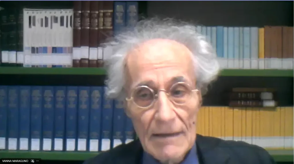 Luciano Canfora che interviene online per parlare della storia del Suffragio Universale