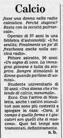 La conclusione dell'articolo su La Stampa