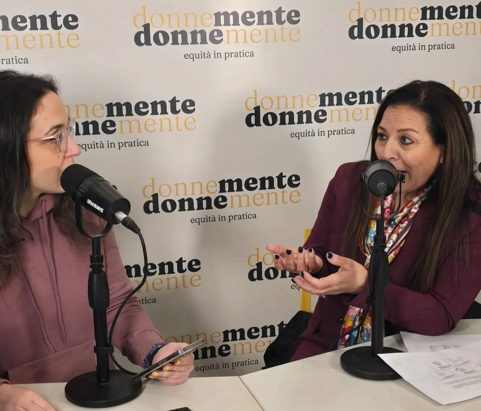 Federica Nardi e Antonella Ciccarelli durante la registrazione del podcast