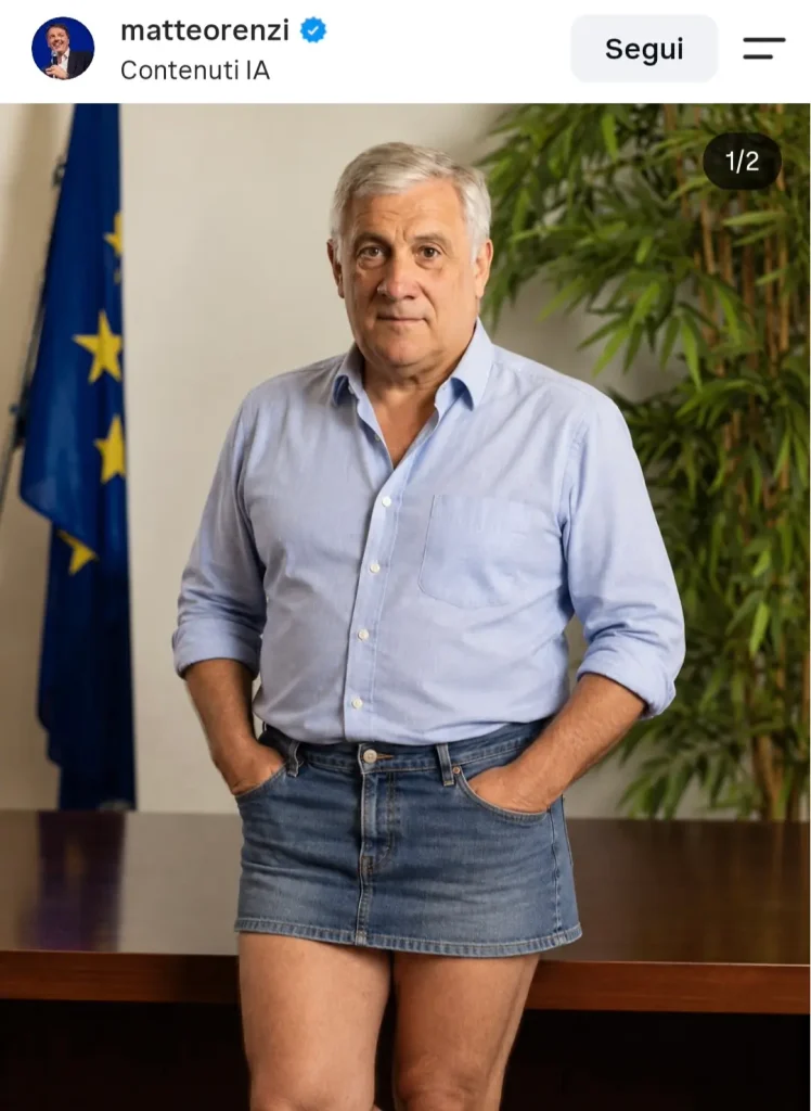 Meme di Tajani pubblicato da Renzi